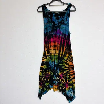 타이다이 슬리브리스 원피스 멀티 컬러 비대칭 해외 구제 의류