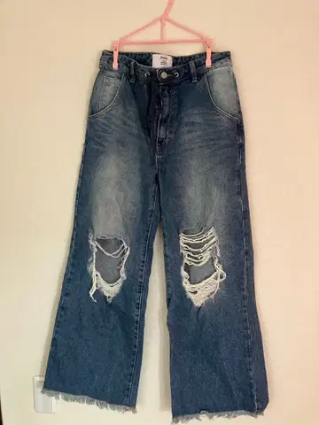 jouetie 쥬에티 코드 와이드 데미지 데님 S 파랑