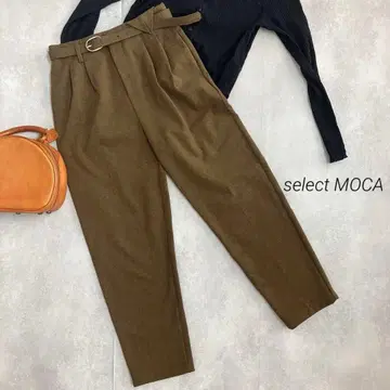 셀렉모카 팬츠 테이퍼드 턱 기모 벨트 포함 브라운 카키 m