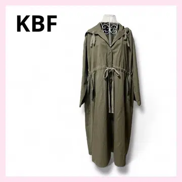 KBF 후드 부착 롱 코트 올리브