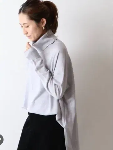 FRAMeWORK 하이 게이지 천축 터틀넥 울 그레이