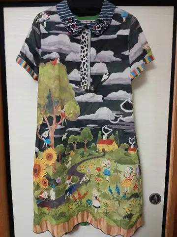 알베로베로 옷깃 비쥬 회화 같은 귀여운 원피스