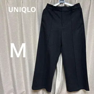 유니클로 다크 그레이 와이드 팬츠 울 혼방