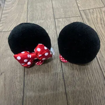 미니 마우스 헤어핀 빨간색 도트 리본