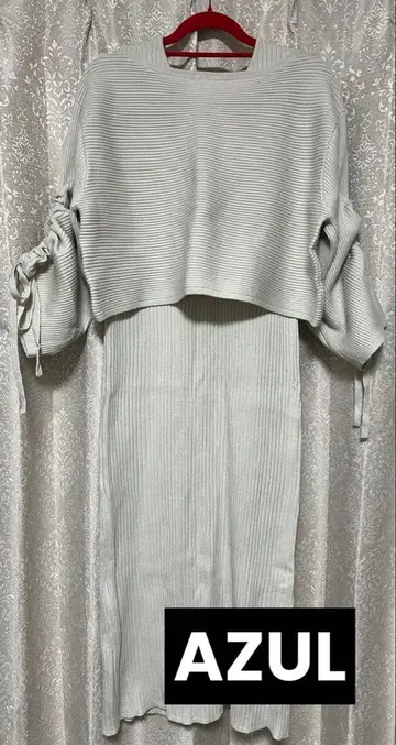 AZUL 리브 니트 원피스 라이트 그레이