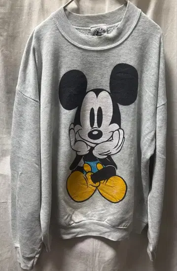 90s 미키 앉은 파랑 바지 저지 맨투맨 그레이 트레이닝복