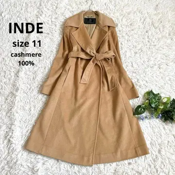 컨디션 최상 이네드 롱 벨티드 코트 캐시미어 100% 카멜 브라운 L