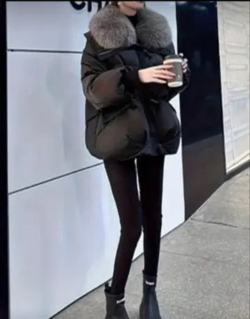 인기 완판 퍼 포함 블랙 다운 자켓