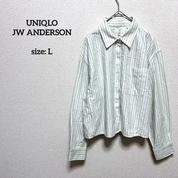 완판템 유니클로 JW 앤더슨 옥스퍼드 셔츠 L 스트라이프 화이트 그린