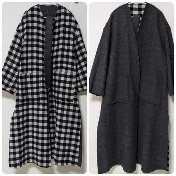 JEANASIS 노카라 리버서블 체크 코트