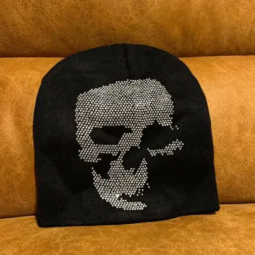 니트 모자 스컬 스터드 반짝이 라메 새상품 y2k 캡 비니
