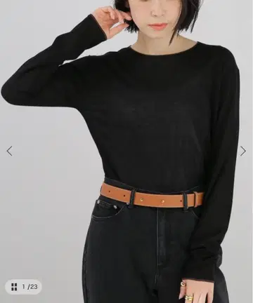 Plage 바이컬러 니트 롱 티셔츠