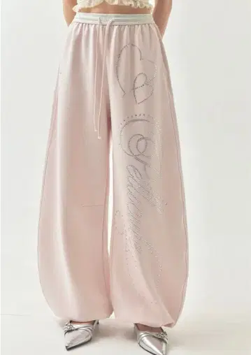 PELLICULE stone-deco sweatpants Babypink