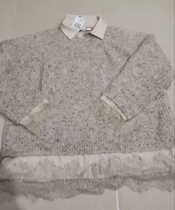 레이스 니트 스웨터 빅 사이즈