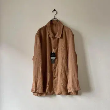 택 포함 미사용 린넨 커버올 린넨 XL 무지 아메카지 레트로 성인 브라운