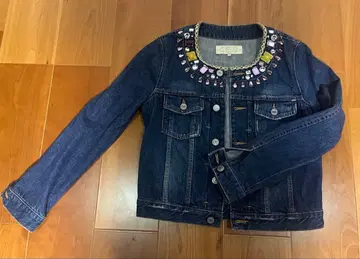 레어! chesty 비즈 디자인 블루 데님 자켓 데미지 가공 S
