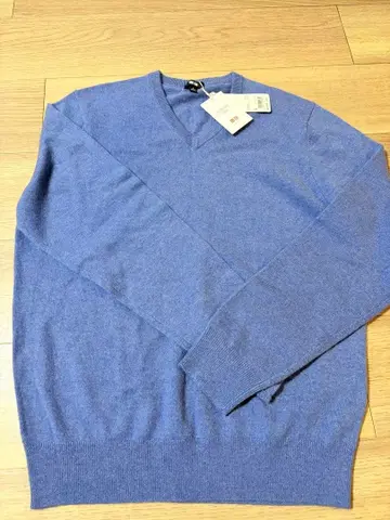 캐시미어 100% V넥 스웨터 L 파랑
