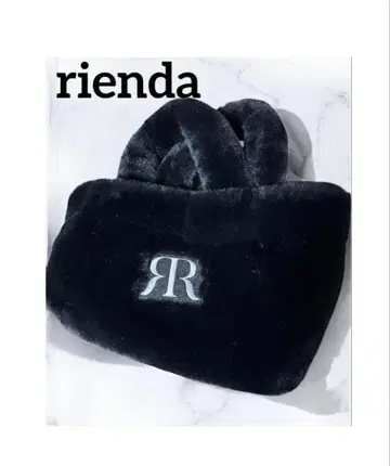 rienda 로고 퍼 블랙 퍼 토트백 R 자수 포함