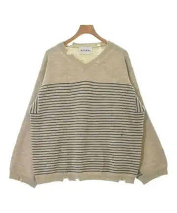 NOMA t.d. 니트 스웨터 화이트 블랙 보더