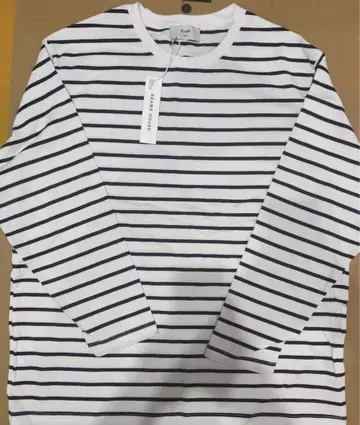 Beams 화이트 블랙 스트라이프 긴팔 티셔츠