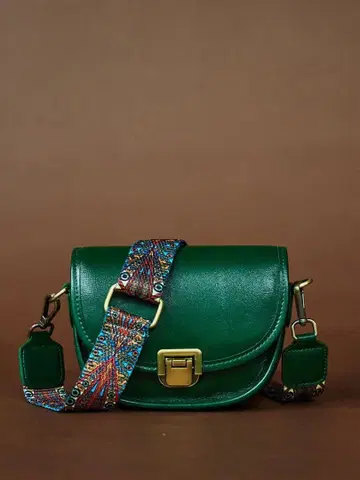 가죽 숄더백 컬러풀 스트랩