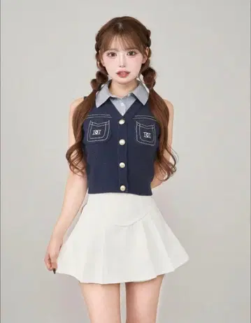 다리치 스티치 DD 로고 니트 셋업 네이비 F