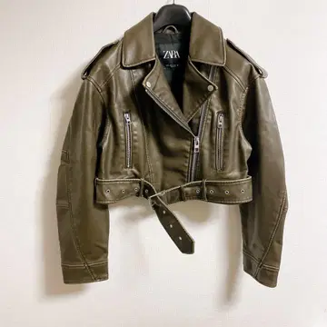 ZARA 자라 인조 가죽 크롭 라이더 자켓