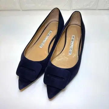 PELLICO 네이비 스웨이드 플랫슈즈 21.5cm