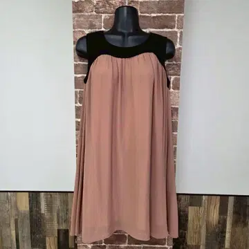 튜닉 브라운 여성용 튤 바이컬러 원피스 슬리브리스