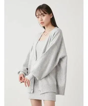 스나이델 빅 가디건 & 미니 니트 원피스 세트