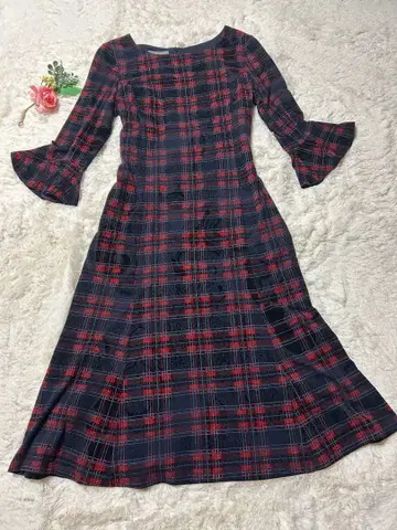 LAURA ASHLEY 로라 애슐리 체크 x 페이즐리 원피스