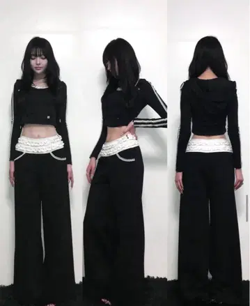 andwang Waist frill ribbon pants
