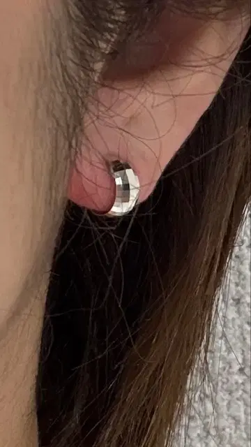 K14 화이트 골드 귀찌