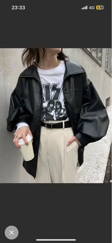 CIAOPANICTYPY 미사용 새상품 페이크 가죽 자켓 블랙 컬러