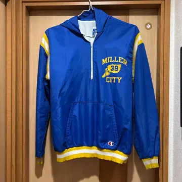 90s 챔피온 파랑 택 USA제 나일론 풀오버 칼리지 빈티지