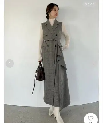 FRAY ID 체크 무늬 슬리브리스 원피스