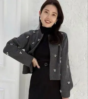 anuans 비쥬 니트 자켓 그레이