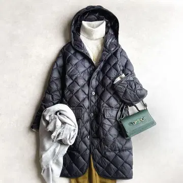 새상품급 Gymphlex/퀼팅 다운 자켓 블랙 블랙 루즈핏