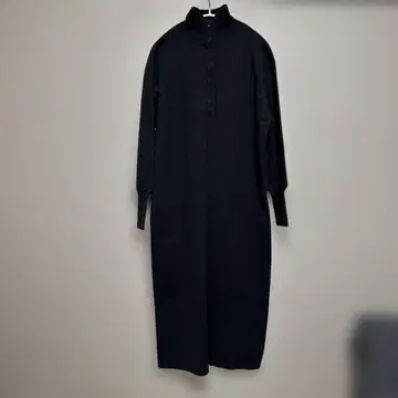 Omekashi 오메카시 전후 2way 하이넥 롱 니트 원피스 블랙