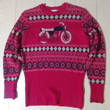 Dry Bones 바이크 패턴 니트 스웨터 가와사키 마하 M