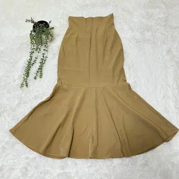 Louere 머메이드 플레어 롱 스커트 베이지 깔끔한 S 사이즈