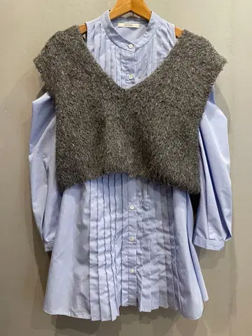 스나이델 퍼 베스트 포함 셔츠 원피스