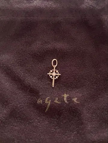 agete 크로스 참 K10 애거트 목걸이