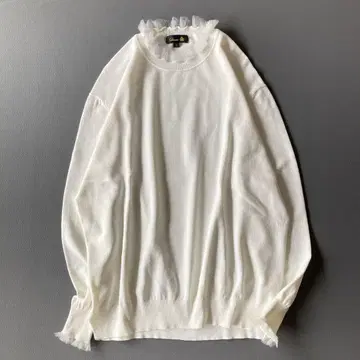 새상품급 드로어 16G 넥 프릴 롱 슬리브 니트 화이트 1