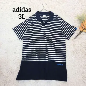 아디다스 남성용 피케 셔츠(3L) 보더 절개 코튼 V넥 풀오버