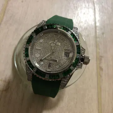 손목시계 요트 마스터 다이아 그린 러버