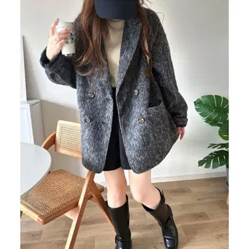 classicalelf 믹스 샤기 더블 자켓 코트