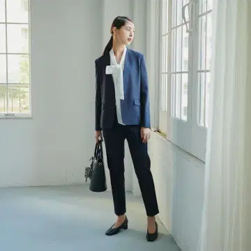 플라스테 셋업 팬츠 브러쉬드 백 S/S 네이비