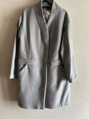 그레이 울 혼방 롱 코트