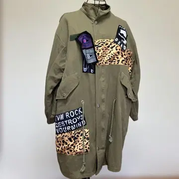 밀리터리 자켓 레오파드 무늬 올리브색 프리 사이즈